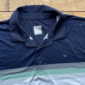 Callaway Opti-Dri Performance Mens Size XXL Golf Polo Shirt White Blue